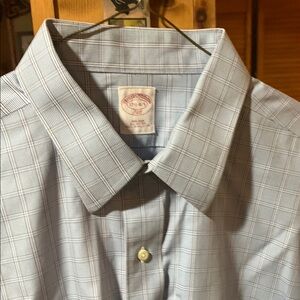 Brooks Brothers Blue Dress Shirt with Classic Check Pattern